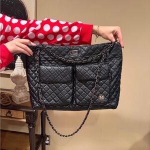 Badgley Mischka Black Quilted Shoulder Bag